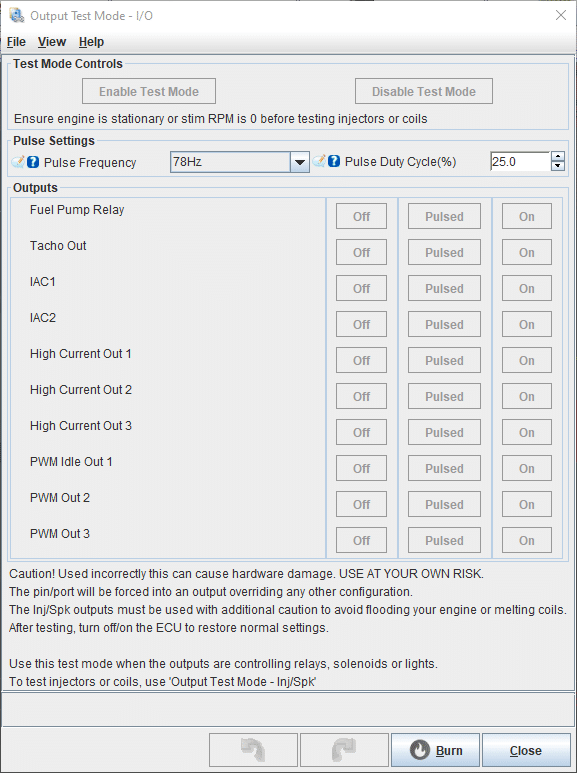 MS3Pro & MS2 MegaSquirt Output Test Modes