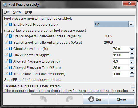 MS3Pro Fuel Pressure Safety